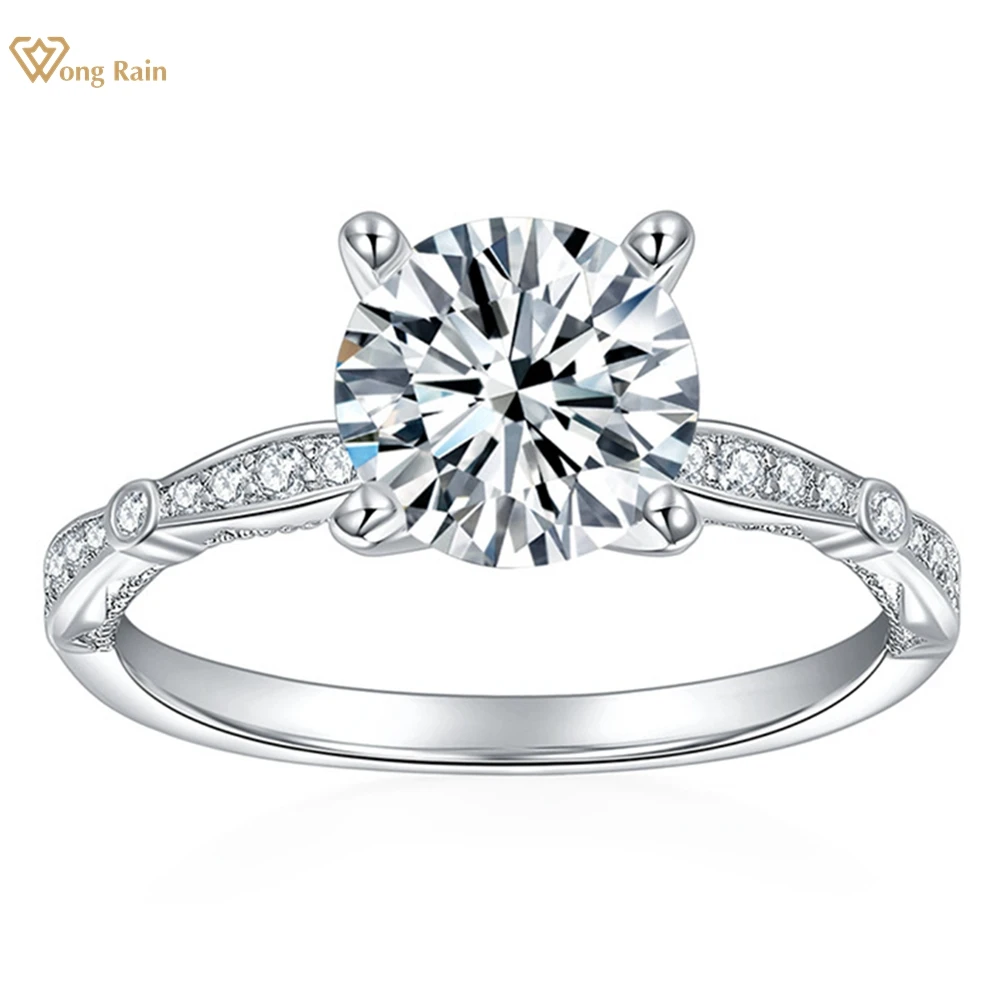 

Wong Rain 100% 925 Sterling Silver 3EX VVS1 D Color Round Cut 1.5CT Real Moissanite Diamond Wedding Engagement Ring Fine Jewelry