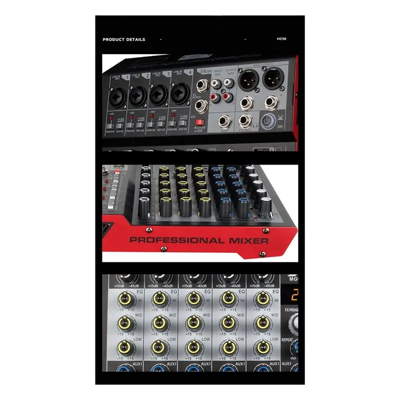 [NEW!ABKG】 MG-6 Professional Mixing Console 6-Channel With DSP Reverb Effects Bluetooth & USB Playback/Recording Stage Performan
