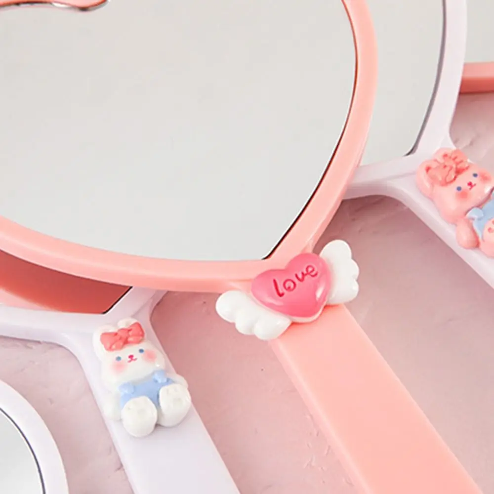 Durable Cute Love Hand Makeup Mirror Sweet Plastic Heart Shaped Vanity Mirror Handheld Eyelash Extension Compact Mirrors Travel