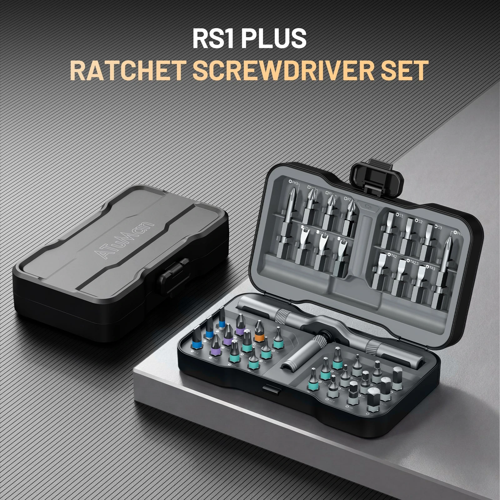 ATuMan RS1 PLUS 42-in-1 Ratchet Screwdriver Kit Multi-Function Repair Tools with Storage Box for Household Use