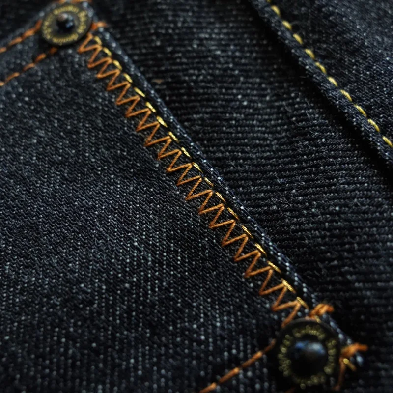 SAUCE ORIGIN 917XX กางเกงยีนส์บุรุษกางเกงยีนส์เซลเวจเดนิมสำหรับผู้ชายปุ่มเงินทรงหลวมแฮนด์เมด 15 ออนซ์