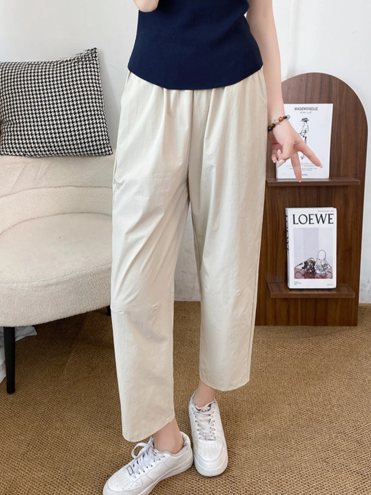 2026 Summer Quick-dry Thin Cropped Pants Elasticity High Waist Loose Harem Pants Comfortable Breathable Versatile Casual Pants