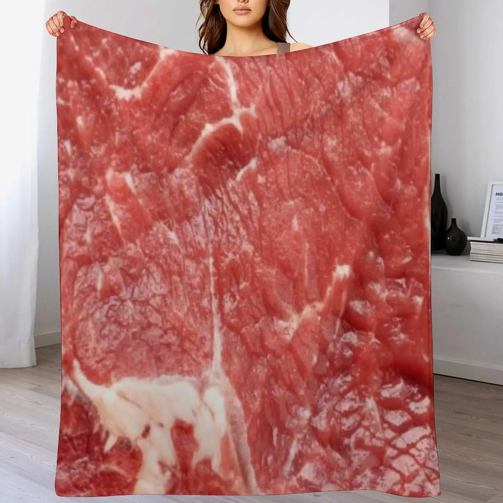 

Raw meat steak beef Throw Blanket Summer Cool Breathable Blanket for Sleeping