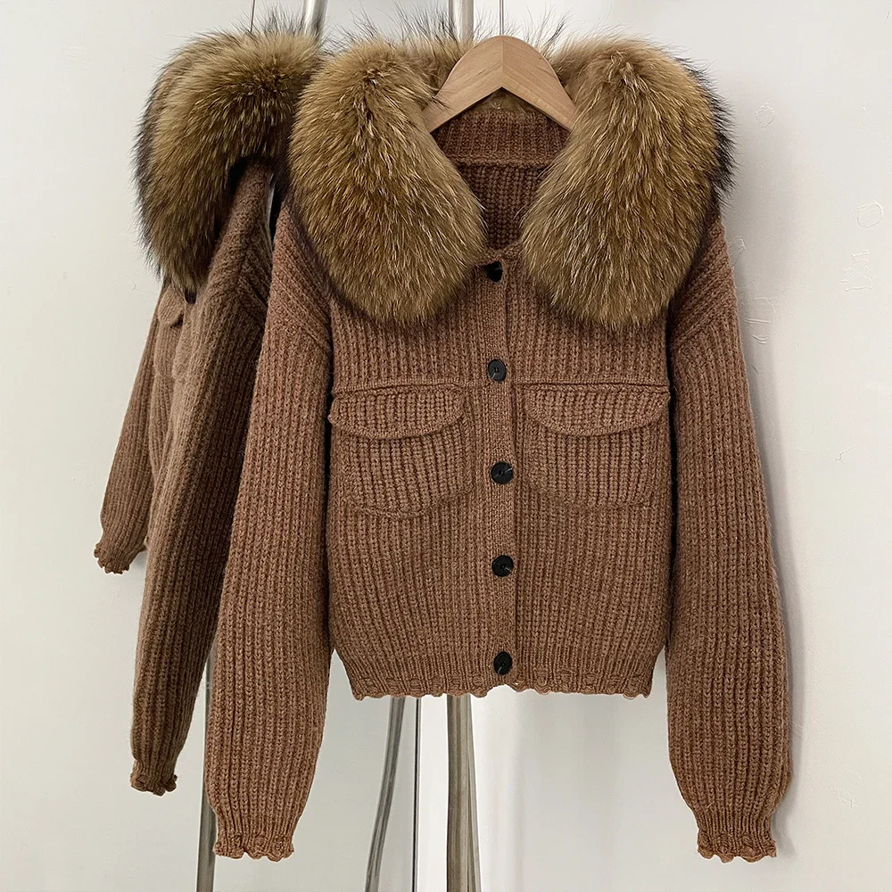 Pulôveres de pele de realidade camisola feminina tendências 2025 cardigan femmes blusa outono novas roupas femininas roupas de inverno