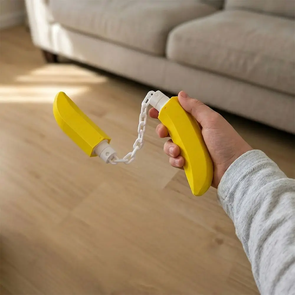 Creative Banana Nunchucks Toy Simulation Fruit Realistic Thumb Chucks Toys Lightweight PLA Banana Folding Toy Educational Toy