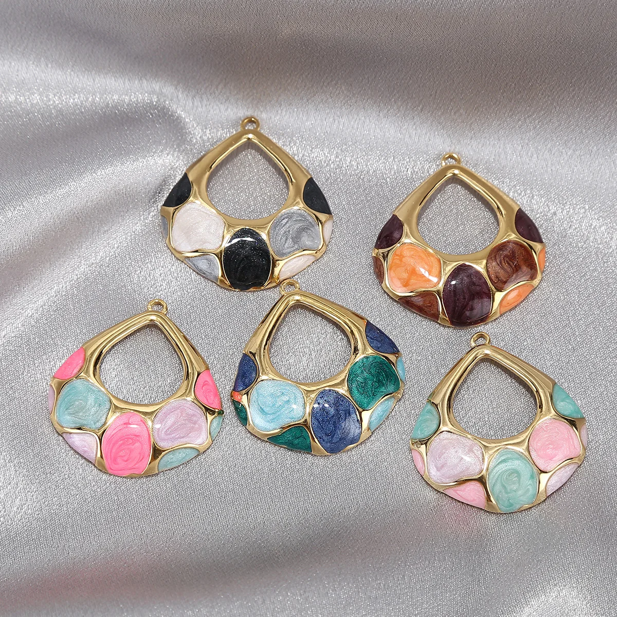 

5pcs Stainless Steel Gold Plated Large Drop Vintage Charms Pendants For DIY Jewelry Necklaces Earrings Making Findings 34x37mm