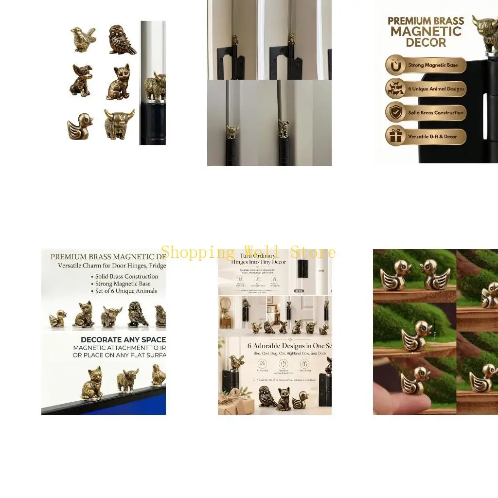KX4B Pack Of 6 Brasses Animal Hinge Toppers Decorations For Home Cabinet Decoration