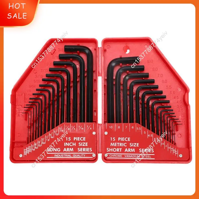 30Pcs Hexagonal Wrench Tool Set SAE & Metric Allen Wrenches L-Shaped Mechanical Hand Tools Screwdriver Kit A62X