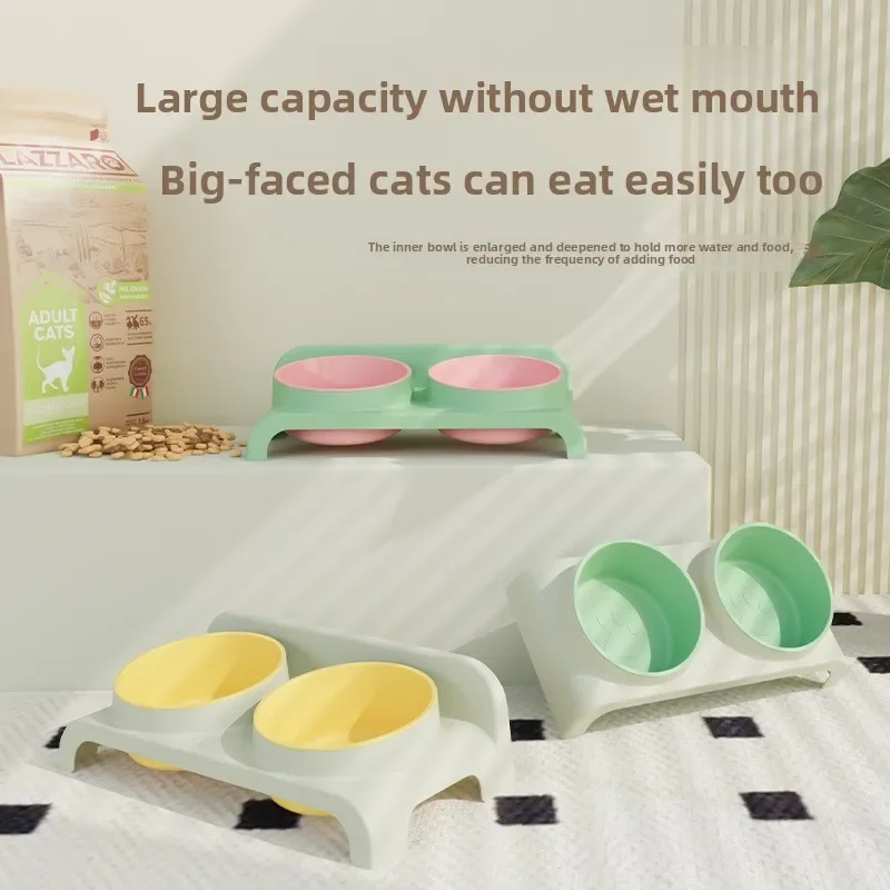 Adjustable Height Pet Double Bowl Feeder for Dogs & Cats, Raised Food & Water Bowl Set, Ergonomic Neck Protection Feeding Suppli