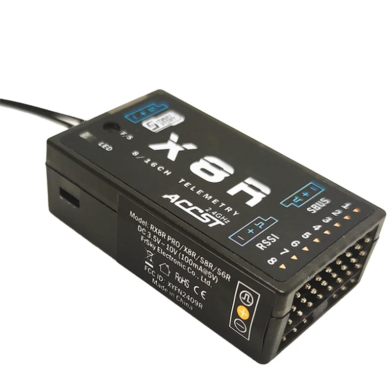 جهاز استقبال ABKQ-X8R 8Ch/16Ch 2.4 جيجا هرتز مع هوائي لـ TX16S TX18S JUMPER XJT X9D Plus، Horus X12S، X-Lite Pro ACCST و Rssiandsbus