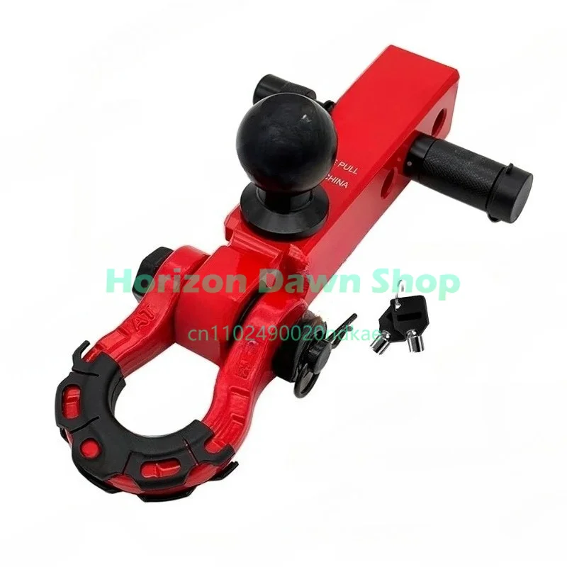 Off-road trailer hook extended arm with ball head, universal square mouth, solid large tension