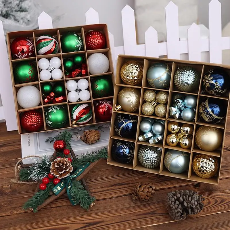 Christmas Balls 44Pcs 6CM Mixed Style Hanging Ornaments for 2027 Xmas Tree Christmas Home Party Decor