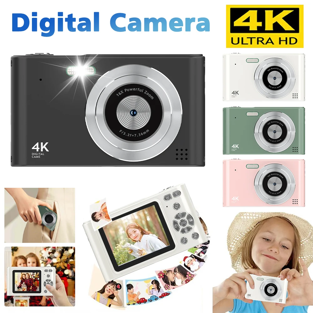 4K 48MP Digital Cameras for Kids 1080P Autofocus Camera for Photography HD with 2.4