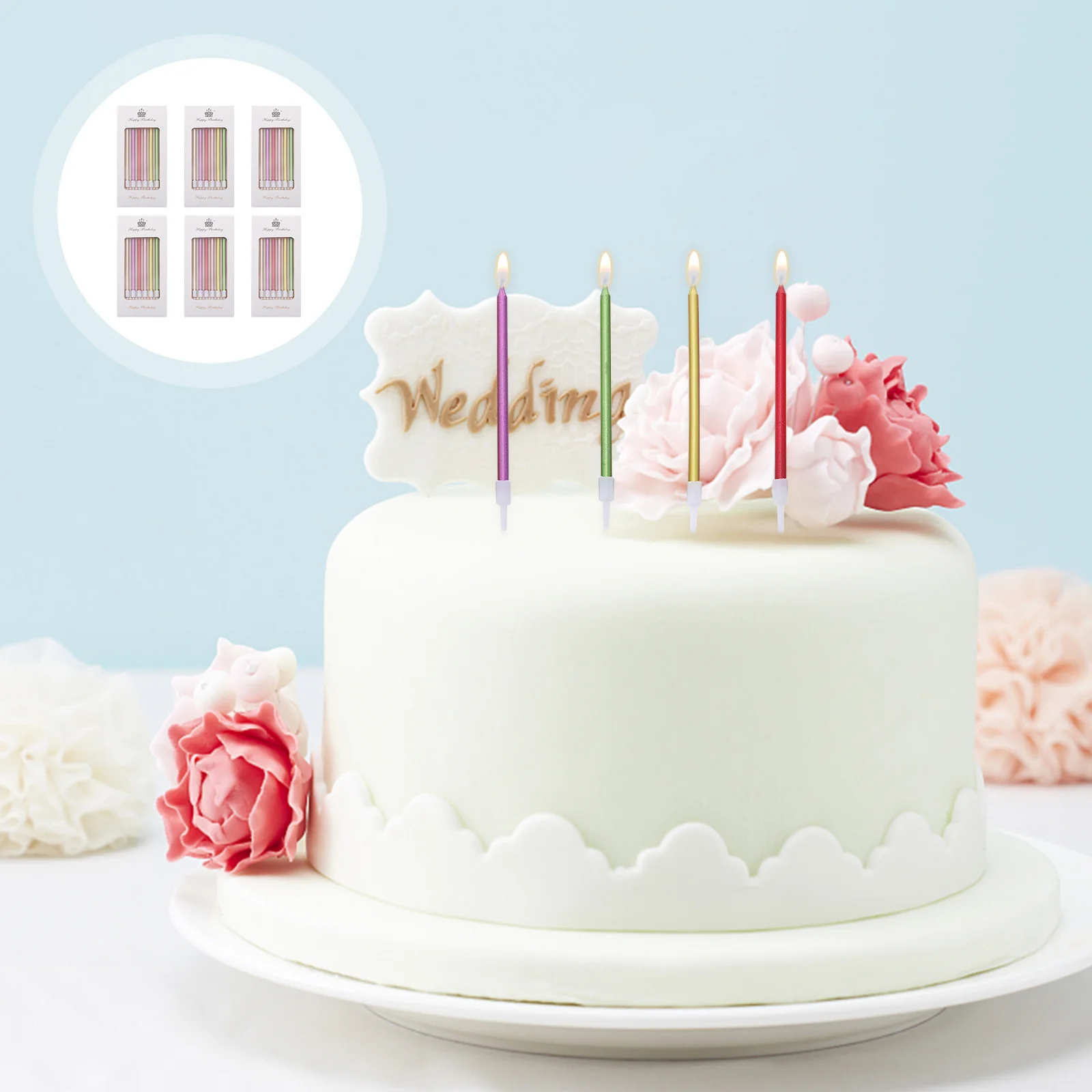 Birthday Candles Celebration Boxed Cake Dessert Table Paraffin Child