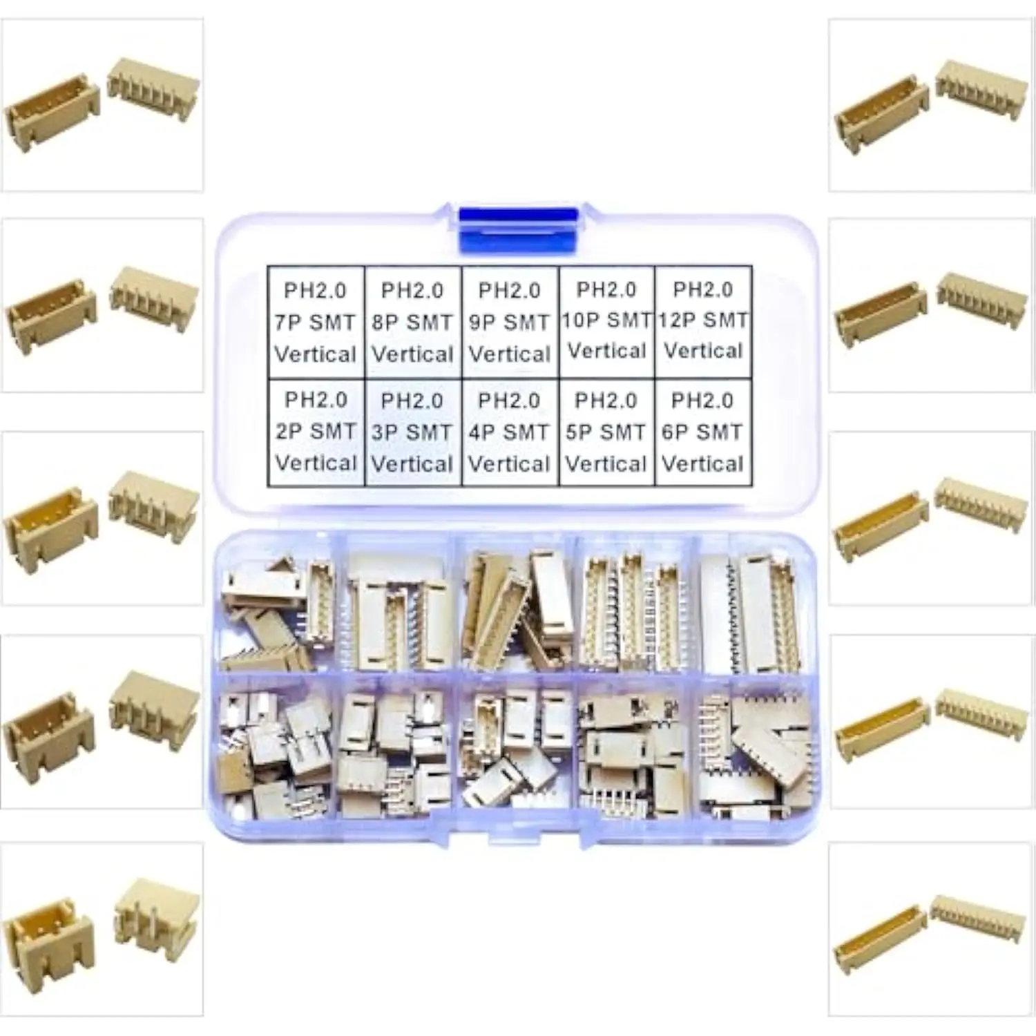 PH2.0 SMT Header Jst 2mm Pitch JST-PH 2/3/4/5/6/7/8/9/10/12Pin SMT Header Surface Mount Mounting Top Type Vertical Header