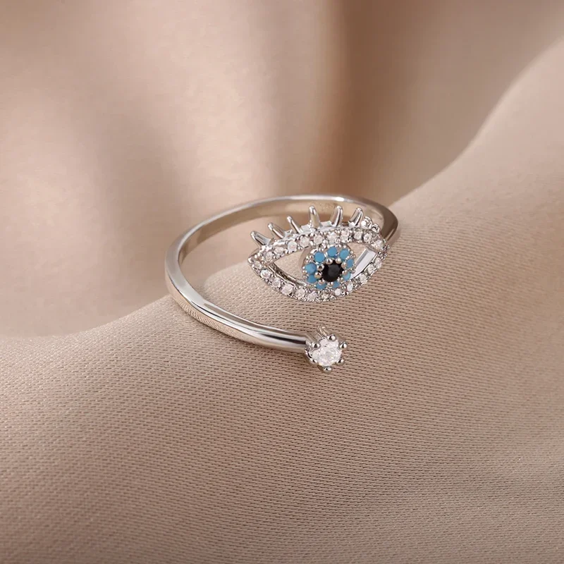 Fashion Silver Plated Evil Eye Rings for Women Vintage Stainless Steel Turkish Lucky Demon Eye Couple Ring Emo Jewelry - Image 5