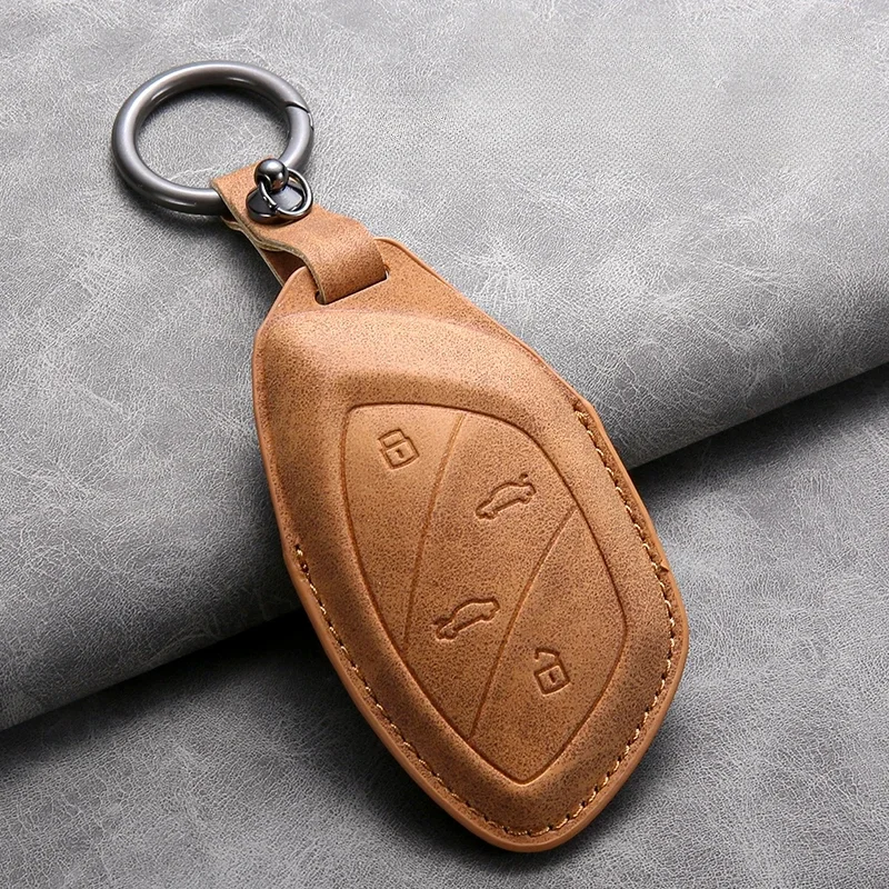 

Leather Car Key Case Cover Shell For Roewe RX5 I6 I5 RX3 RX8 ERX5 For MG ZS EV MG6 EZS HS EHS MARVEL X MARVEL R Electric 2021