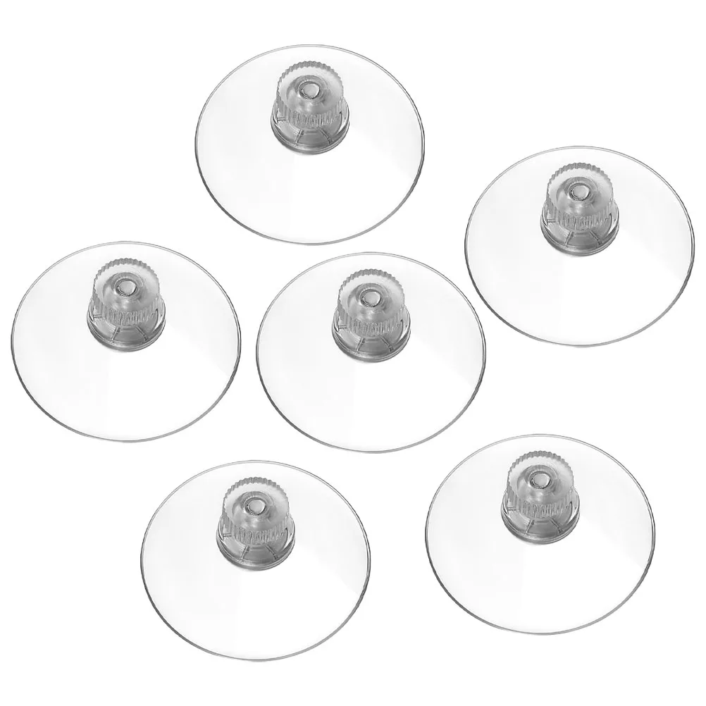 

6pcs Suction Cup Hooks PVC Clear Pads Heavy Duty 53mm Screw Nut Glass Metal Non-porous Surfaces Fish Tank Window Mirror Strong