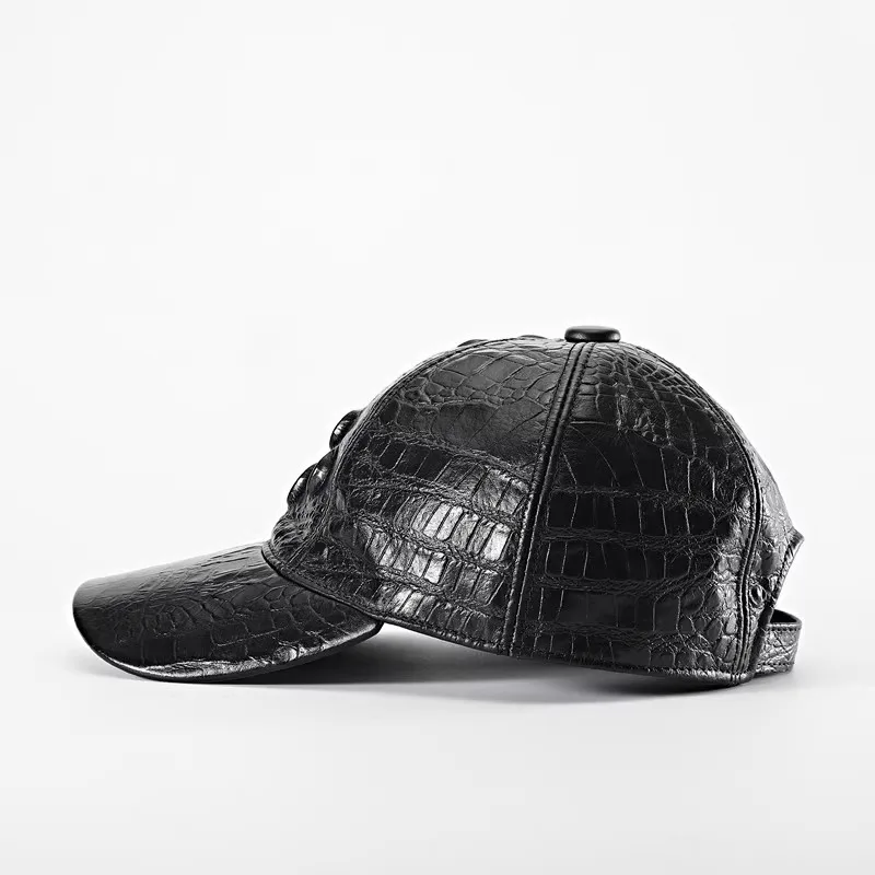 Mode Herren Krokodil Muster Rindsleder Echtes Leder Schirmmütze Außerhalb Casual Sonnenschutz Reise Baseball Kappe Einstellbar – Detail 5
