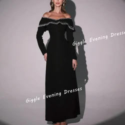 Giggle Crepe Nobility Beading Elegance Prom Gown Saudi Arab Sequined A-Line Ankle-Length Evening Party Dresses for Women 2024