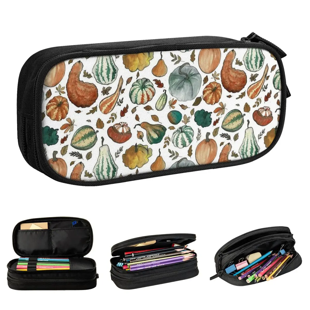 Herbst kürbis Aquarell Kürbis Feder mäppchen Feder mäppchen Stift halter für Mädchen Junge große Tasche Studenten Schule Geschenke Briefpapier