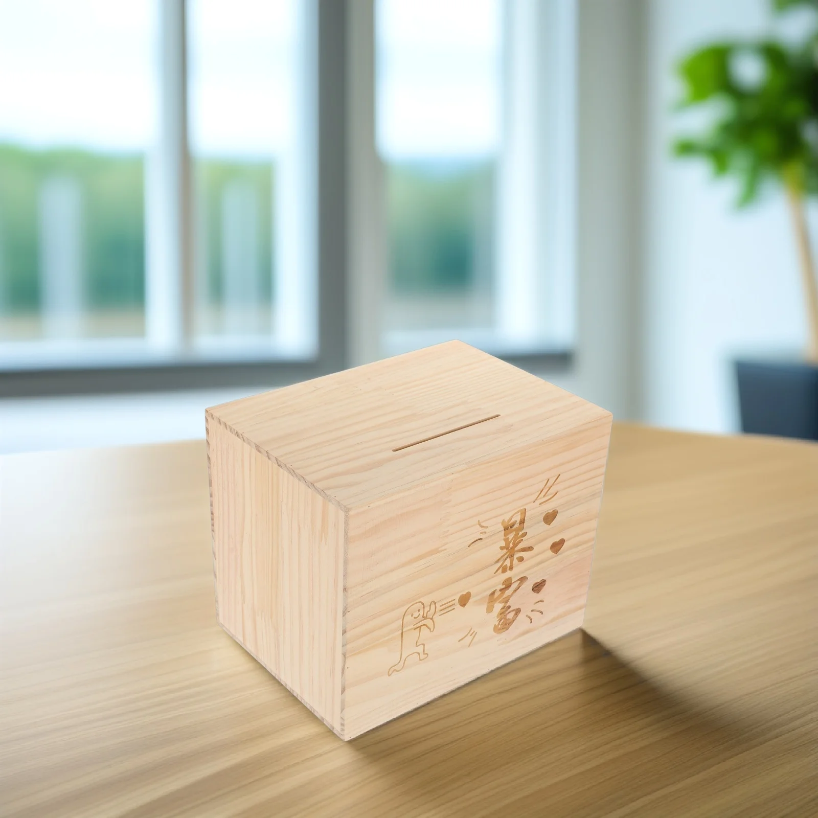 صندوق توفير المال الريفي لسطح المكتب الخشبي على شكل خنزير، حامل نقود صغير للأطفال والبنات والكبار #6