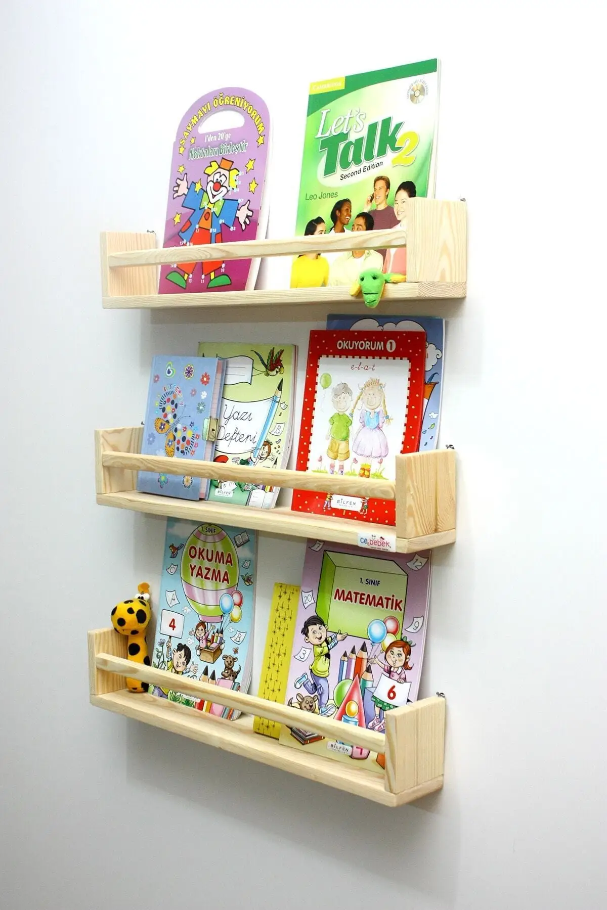 Big size long 3 pcs Montessori Bookshelf 60 cm Wall Rack Baby Kids Room Wooden Bookcase