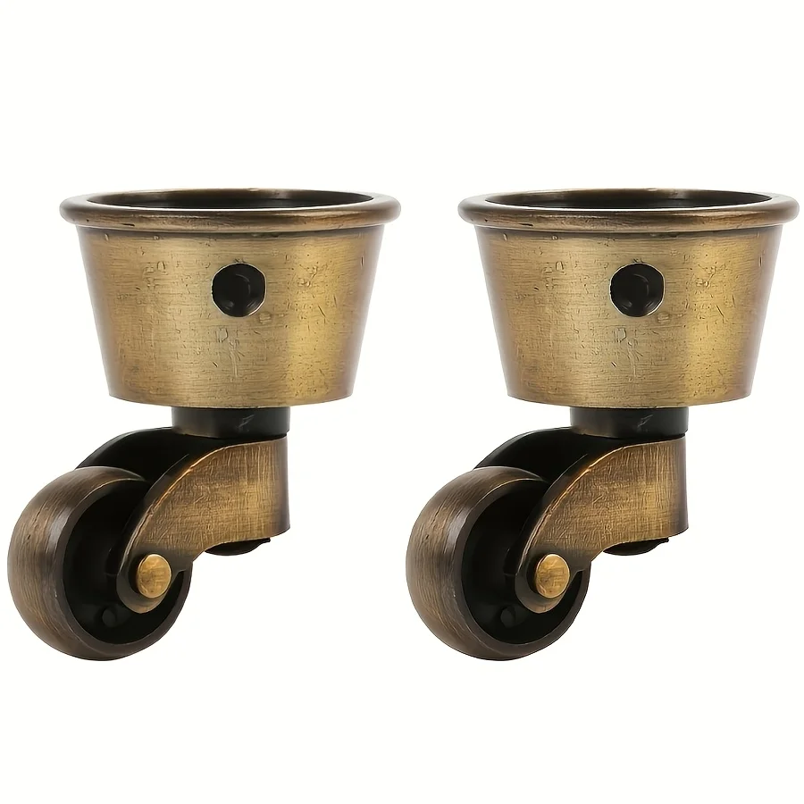 2 pieces of retro zinc alloy swivel wheels suitable for 45mm legs of table and chair furniture, universal silent rollers