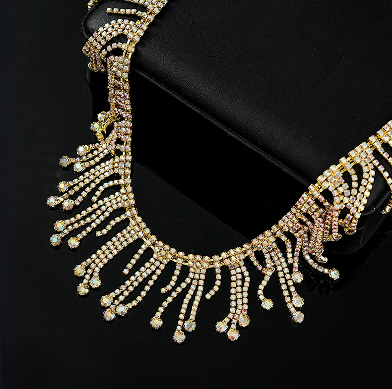5 Yards Strass Kette Trim Unregelmäßige Quaste Kette Kristall Diamant Zubehör DIY Handwerk Geschenk Dekoration Diamant Metall Kette – Detail 4