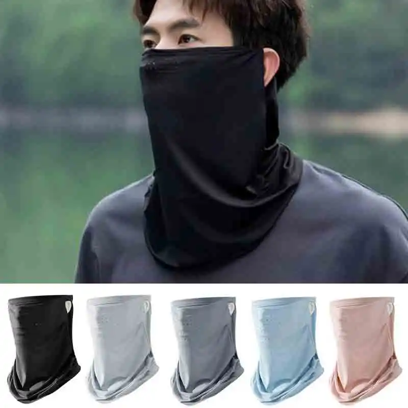 Unisex UV Protection Outdoor Neck Wrap Cover Sports Sun Proof Bib Ice Silk Mask Face Cover Neck Wrap Cover Sunscreen Face Scarf