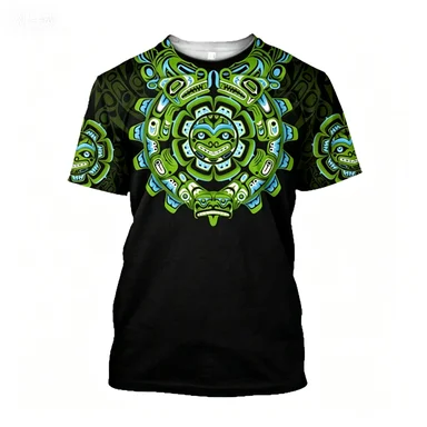 Summer New Maya Civilization Totem T-shirt Breathable and Versatile Niche Cultural Short Sleeved