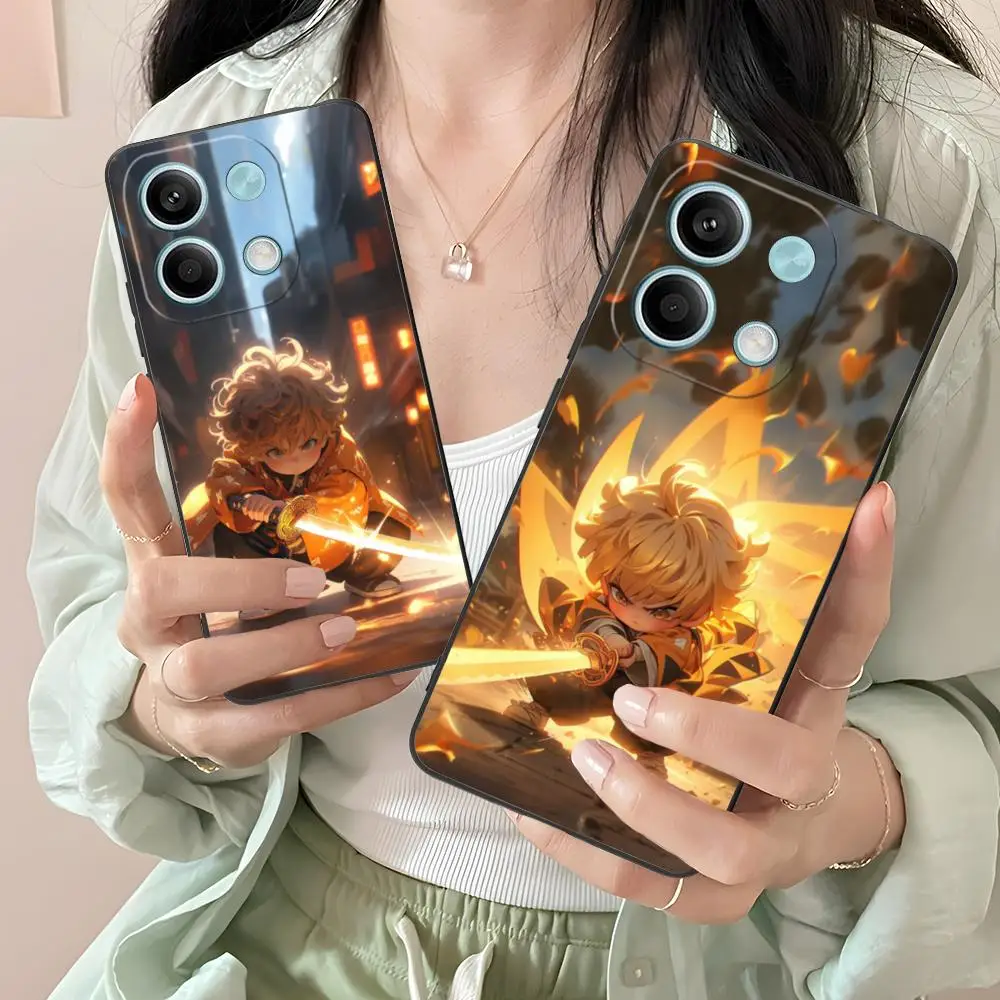 شيطان القاتل Zenitsu الطفل قضية الهاتف ل Xiaomi Redmi ملاحظة 14 13 12 11 A5 3 2 1 برو زائد 4G 5G اللون واقية غطاء جميل