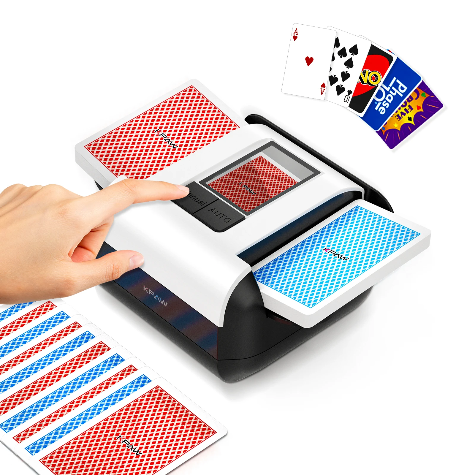 AutomaticCard Shuffler 2/1/4/6 Deck,Battery-Operated Electric UNO Poker Shuffler,Playing Card Shuffler for Home Card Game,Travel