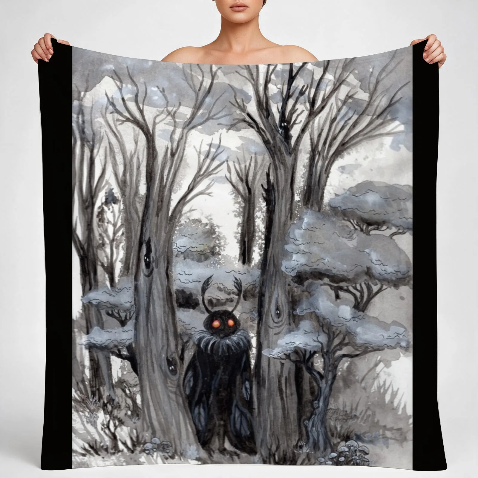 Shy Mothman Throw Blanket couch cozy soft plush fuzzy picnic outdoor blanket