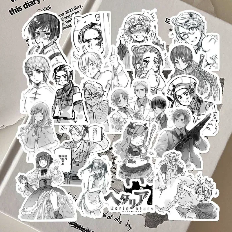 Axis Powers Hetalia Anime Sticker Ivan Alfred Arthur Aph Black White Manga Style Stickers School Supplies Ipad Phone Case Decor