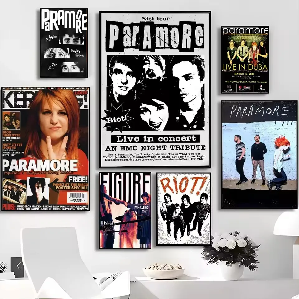 

Classic Pop Paramore Band Poster Canvas Painting Kraft Room Bar Cafe Wall Art Decorative Painting Home Decor Children's Gift