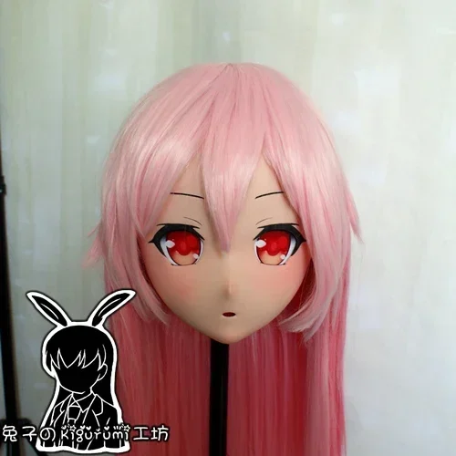 (Rabbit 105) Resin Cross-Dress Lolita Girl Head BID Doll Mask Japanese Anime Production.I.G Yuzuriha Inori Kigurumi Mask Cosplay