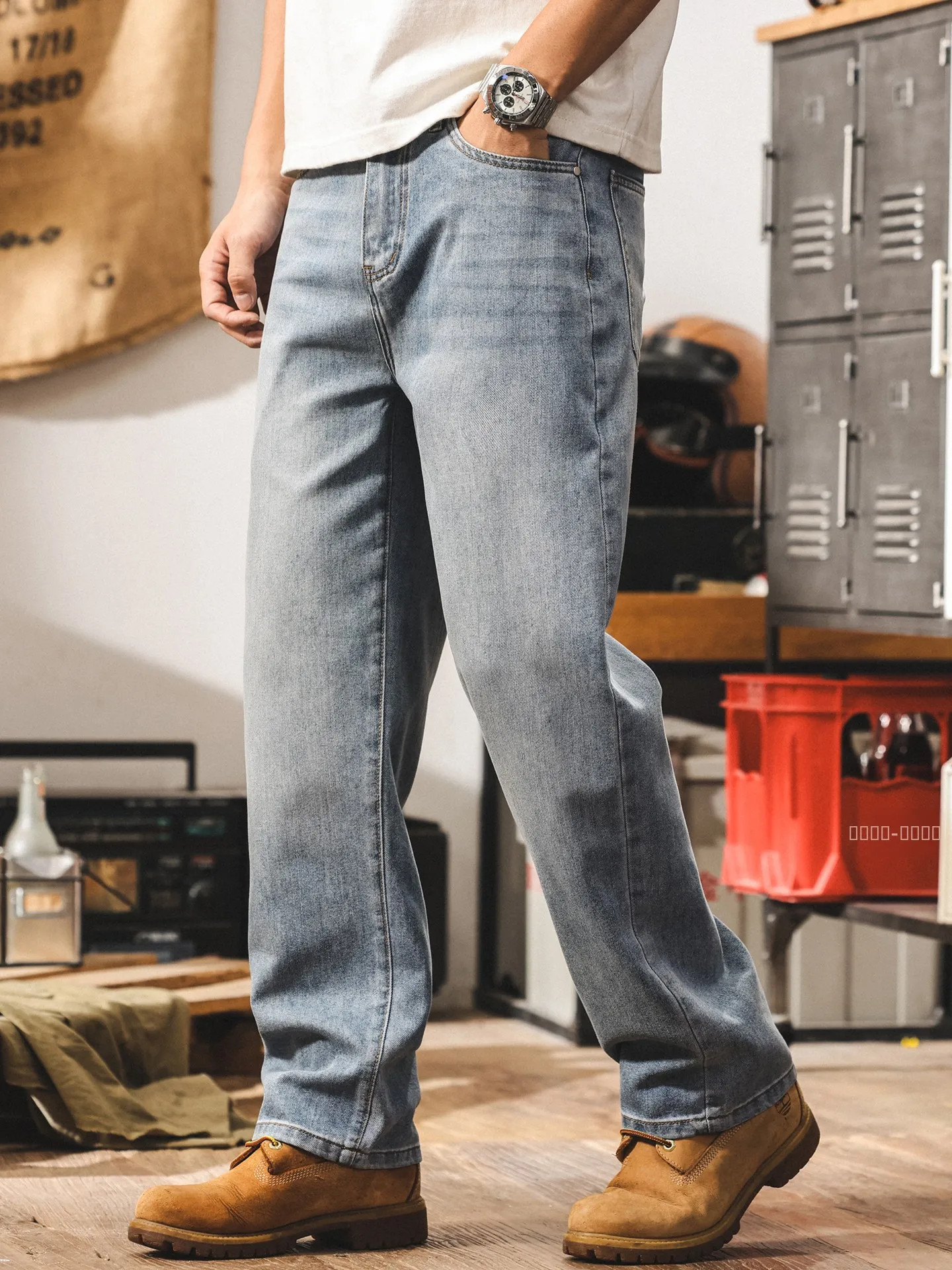 

Мужские тонкие джинсовые джинсы в американском стиле ретро, новинка 2025 года, универсальные классические простые повседневные длинные брюки из лиоцелла, дышащие свободные брюки