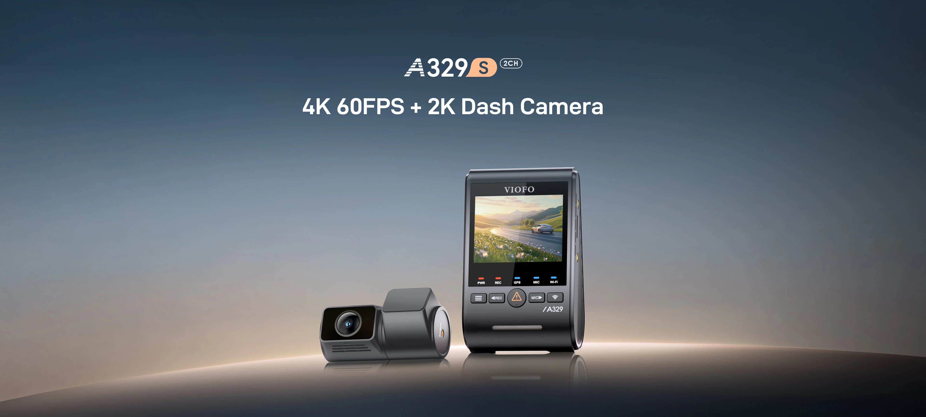 VIOFO A329S 2CH 4K 60FPS+2K HDR GPS Wi-Fi 6 Dash Cam with Sony STARVIS 2 Sensor, Support SSD Storage, Low Power Impact Detection