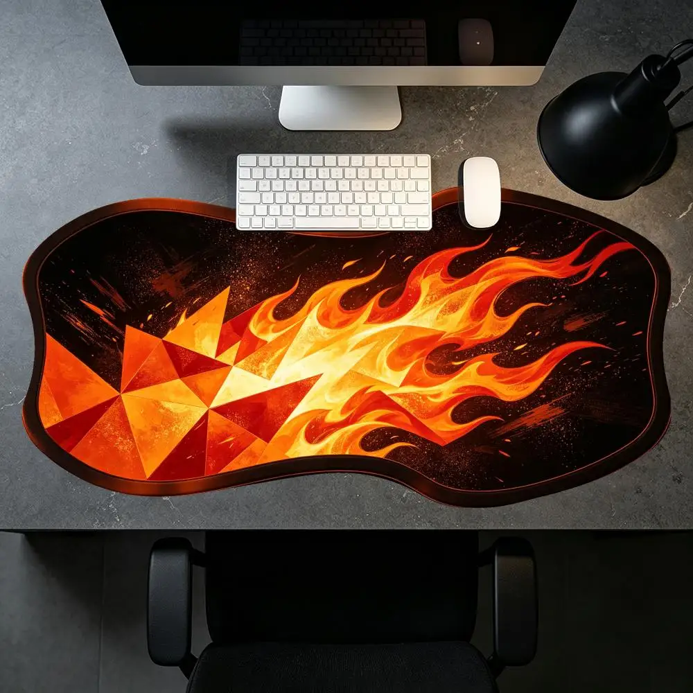 Purple Neon Light Flow Creative Desk Mat Smooth Glide Large Size Special Shaped For Cyber Desk Decor