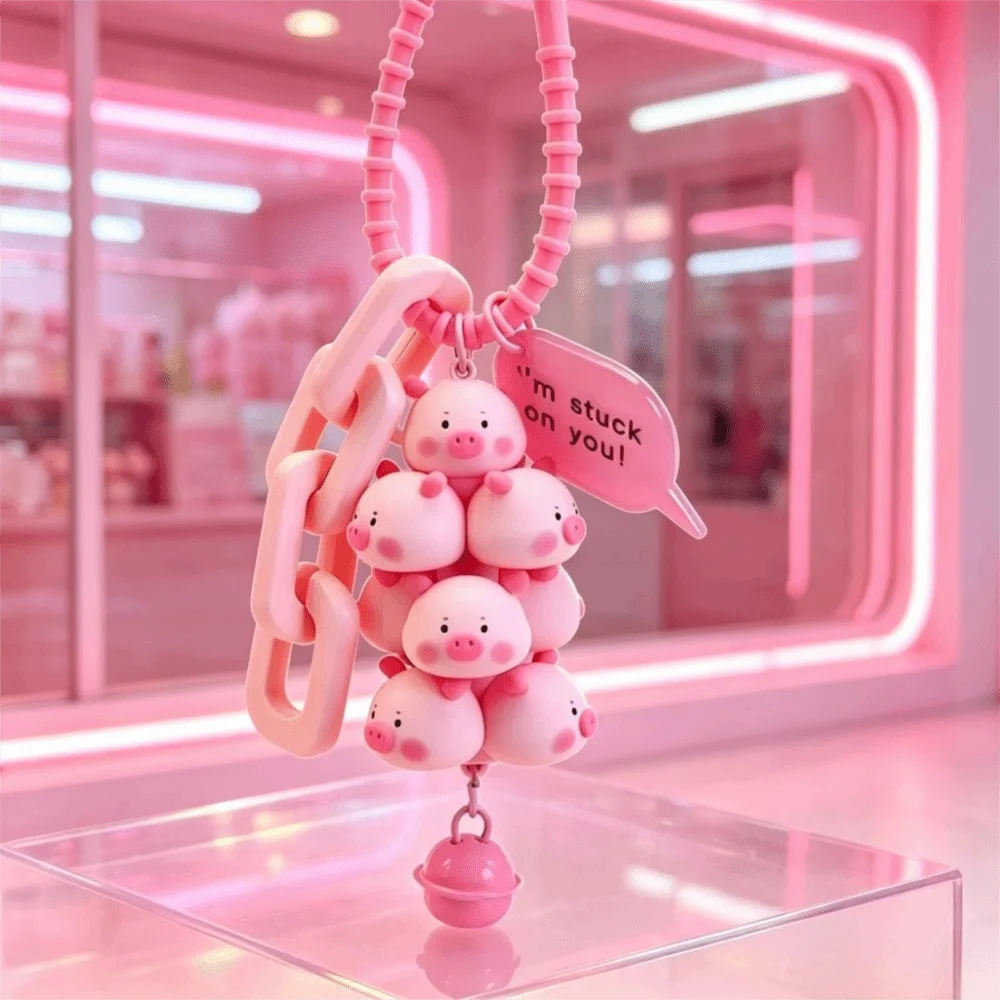 Bag Hanging Stacked Pig Keychains Creative Piggy Stacking Keychain Pendants Pig Tower Fun Panda Keychain Couple