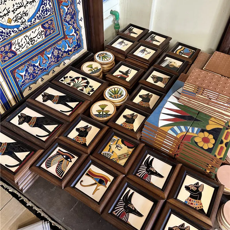 Egyptian hand-painted ceramic paintings Ancient Egyptian characteristic decorative hanging paintings