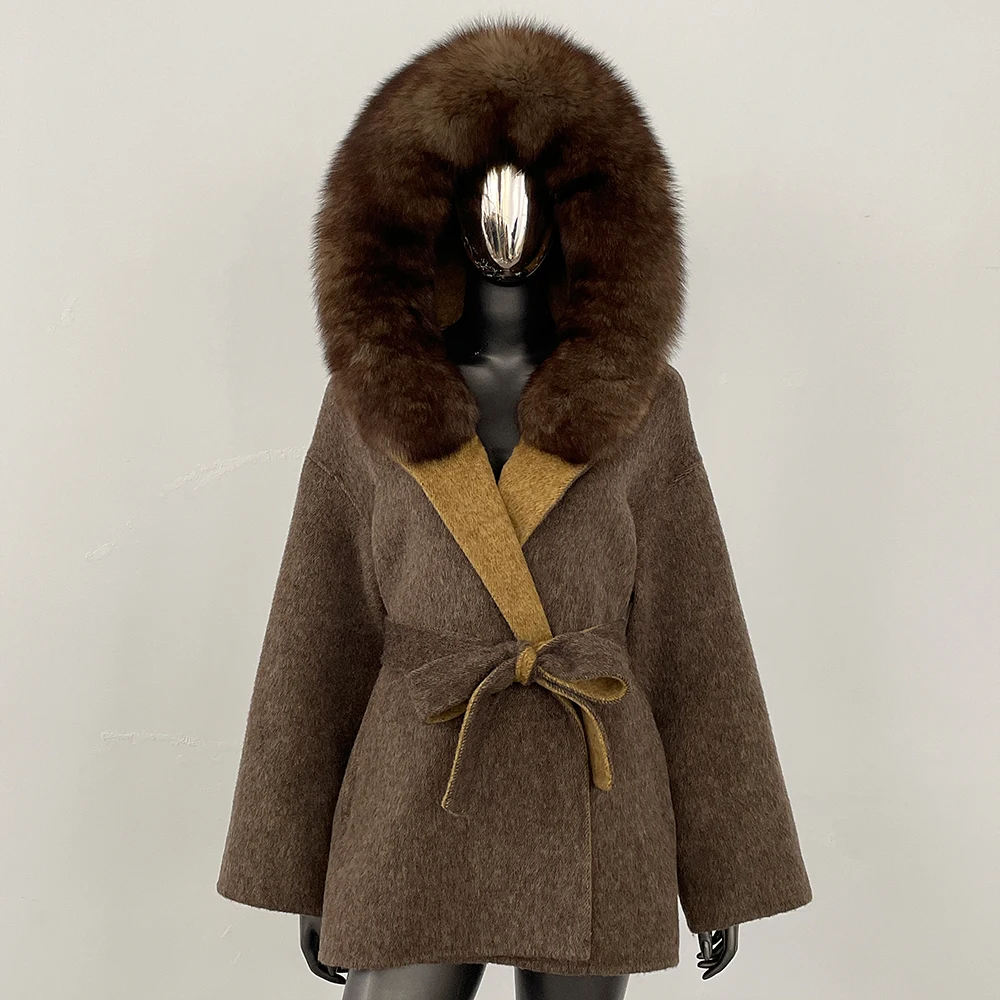 Real Fox Fur Collar Luxury Fur Coat Spring Autumn Coat Fur Set Wraps Scarves Scarf Suit Fluffy Shawl Fur Cuff Women Fur Jacket