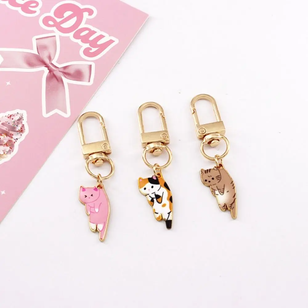 

Cartoon Korean Style Kitten Charm Alloy Keychains Animal Dripping Oil Baked Lacquer Bag Accessories Woman