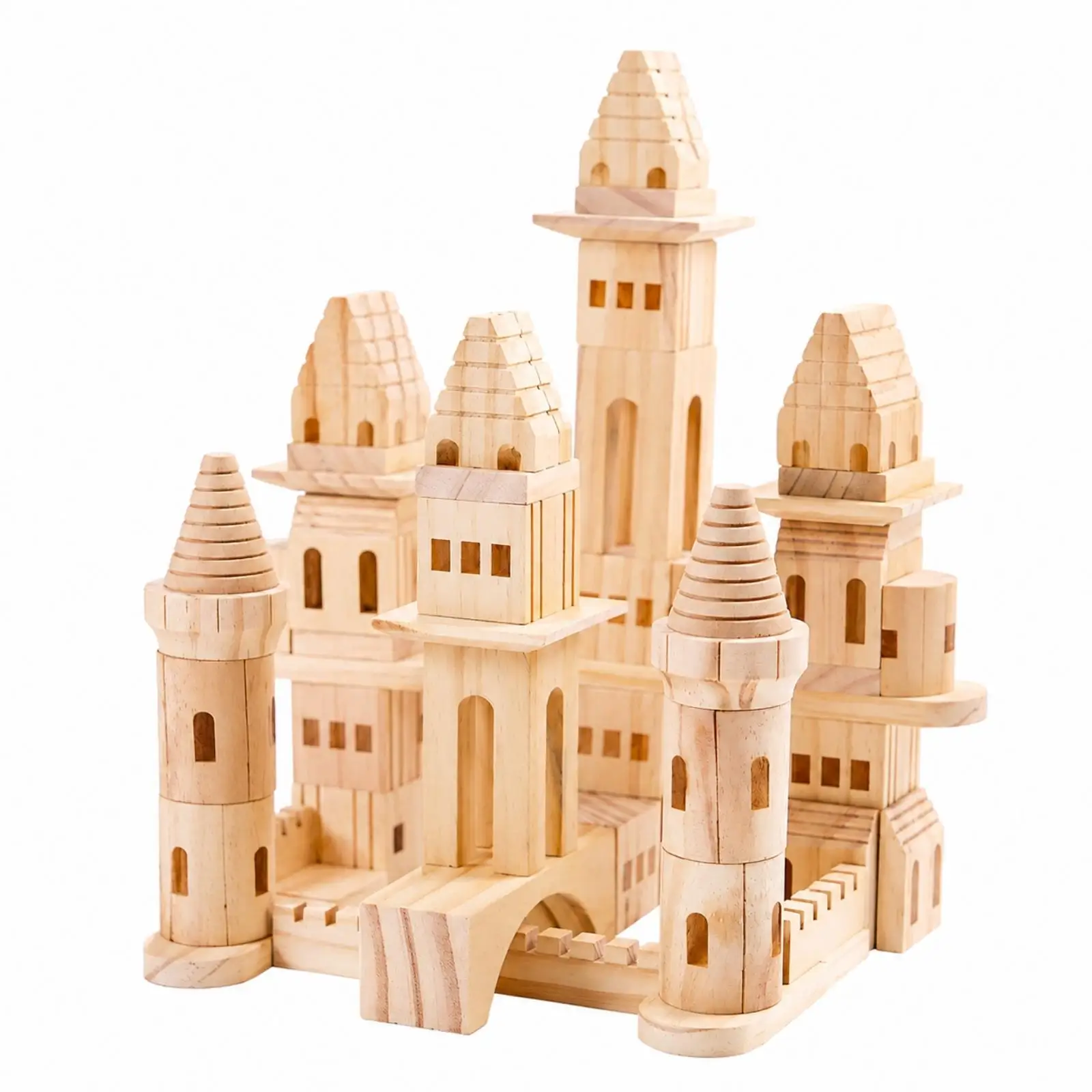 Natural Wooden Building Blocks Set for Young Learners Montessori Toy for Cognitive Development and Play