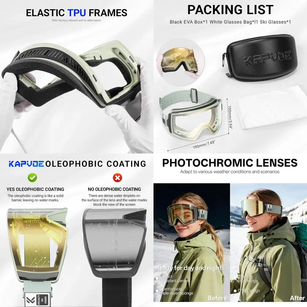 

Фотохромные лыжные очки с противотуманными, защитой UV400, магнитными линзами, OTG-совместимы для мужчин и женщин