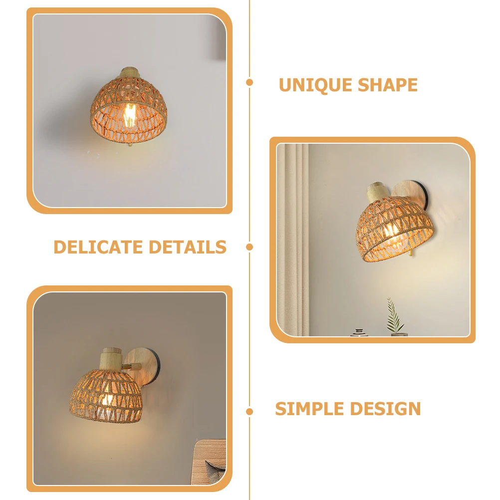 

Wicker Wall Lamp Sconces for Bedroom Living Room Modern Light Fixture without Bulb Rattan Farmhouse Decorative
