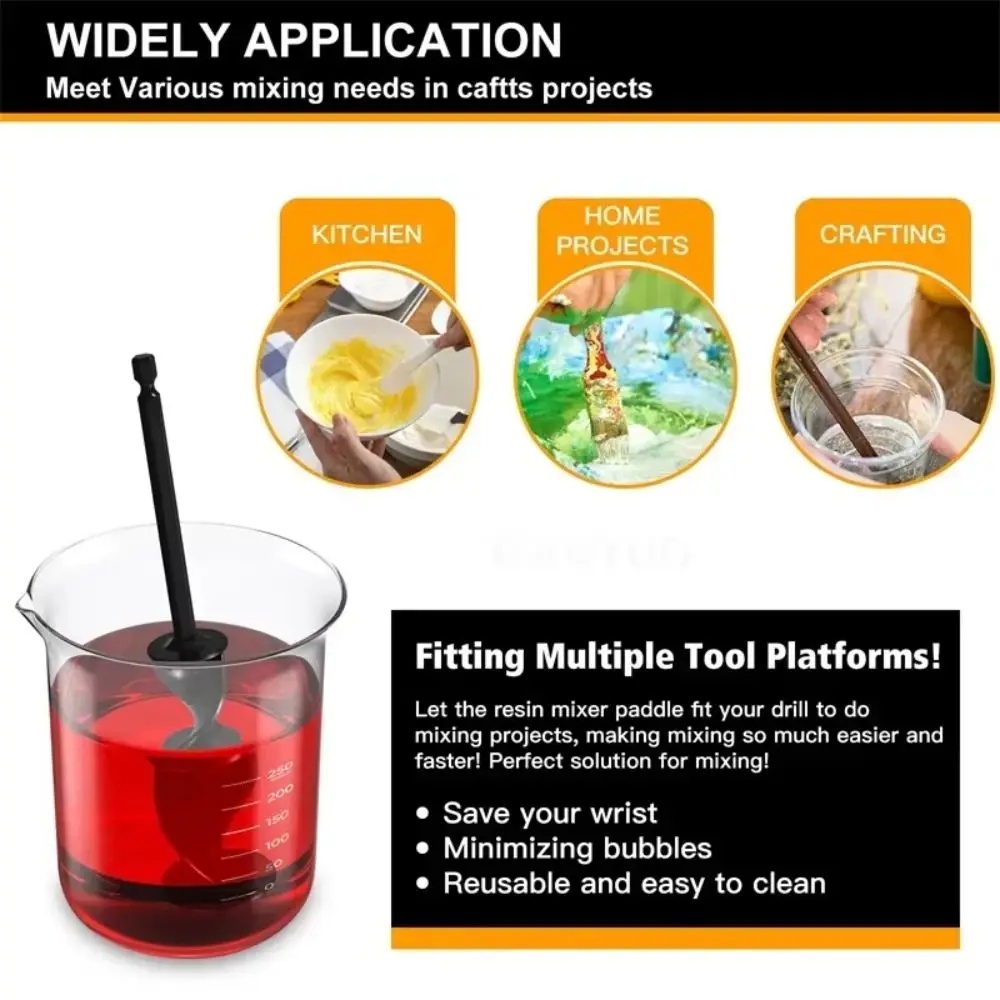 4PCS Hex Shank Epoxy Resin Mixer Helix Design Drill Attachment Paint Stirrer Power Tool Accessories Wear-resistant