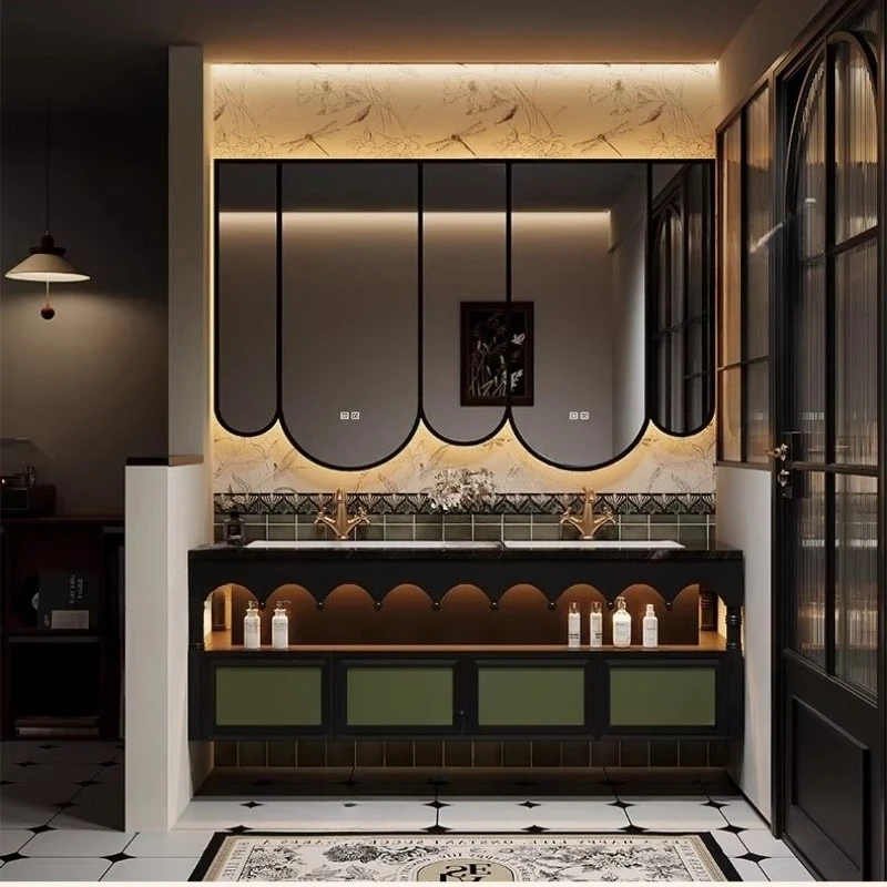 

Тумба для ванной комнаты с раковиной, многофункциональные зеркала для хранения, современная деревянная мебель для дома, модель MH40YSG