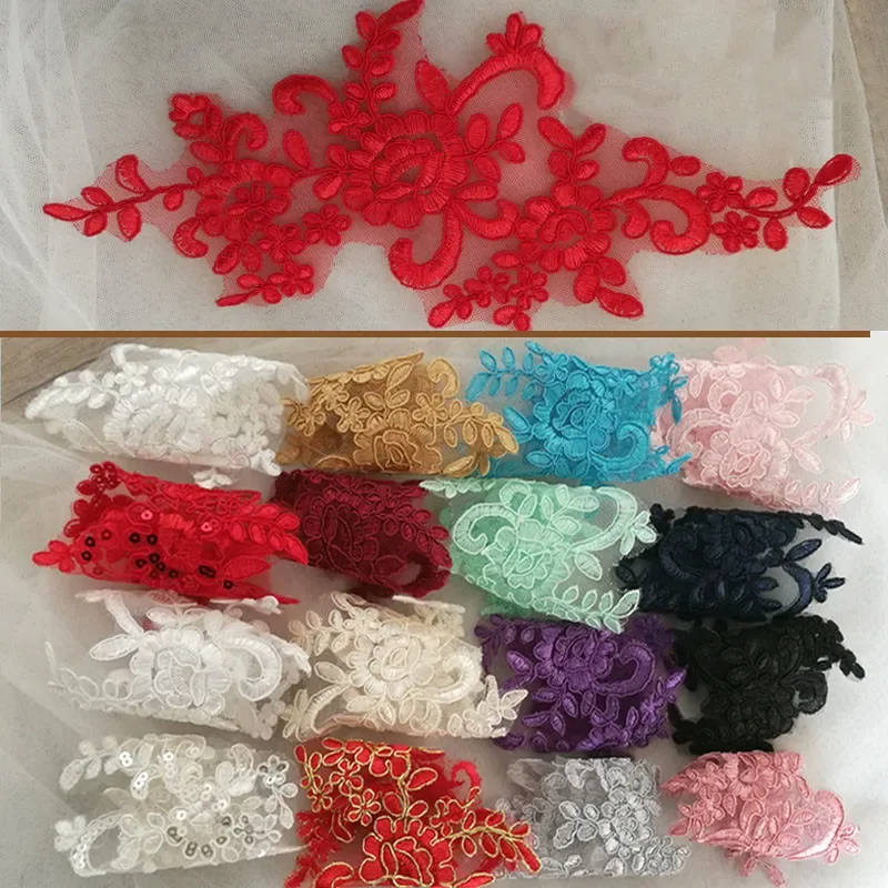 Border Lace Mirrored Flowers for Wedding Dress, Headdress, DIY Sewing Accessories, 20 PCs/Lot